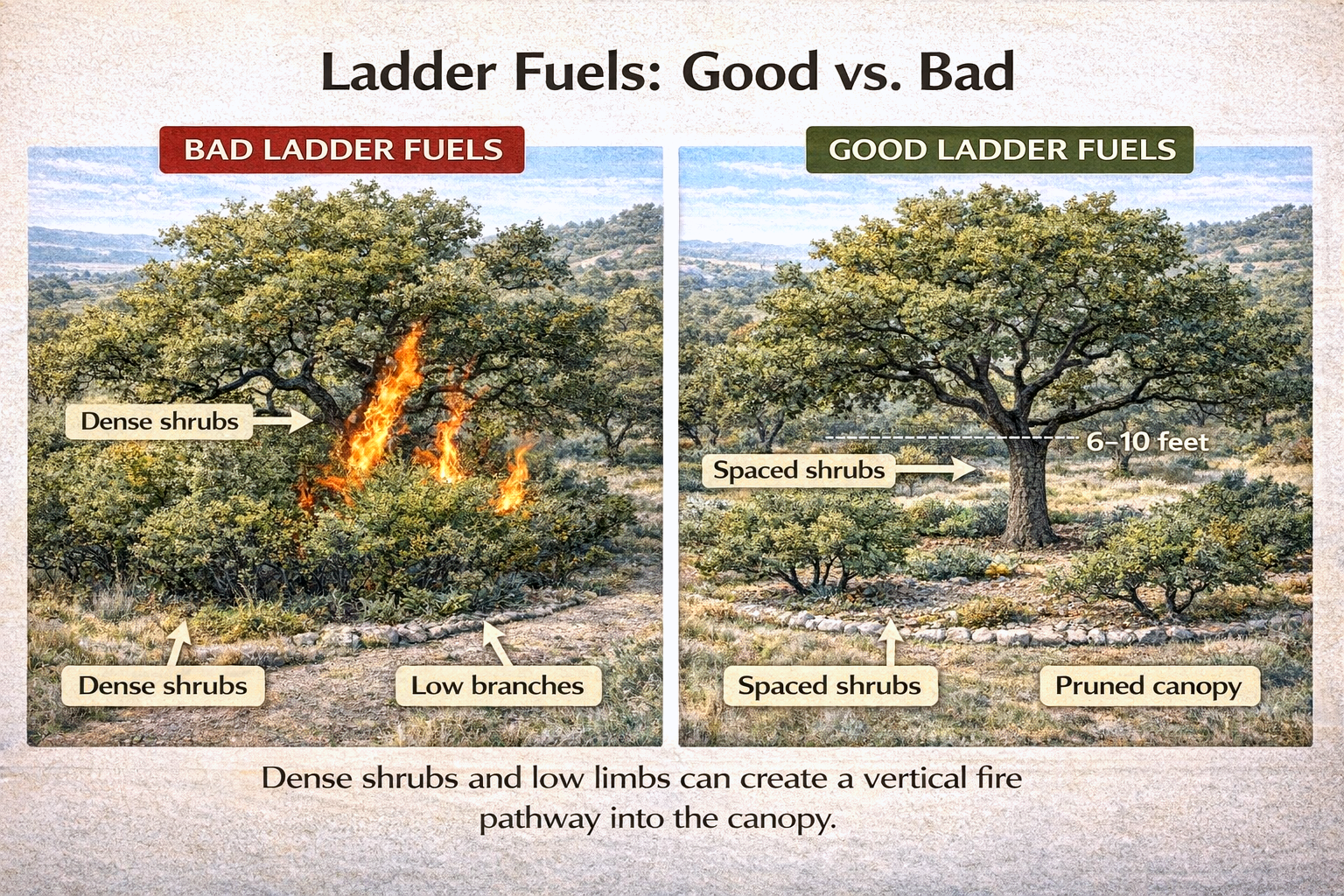 Ladder fuels comparison diagram
