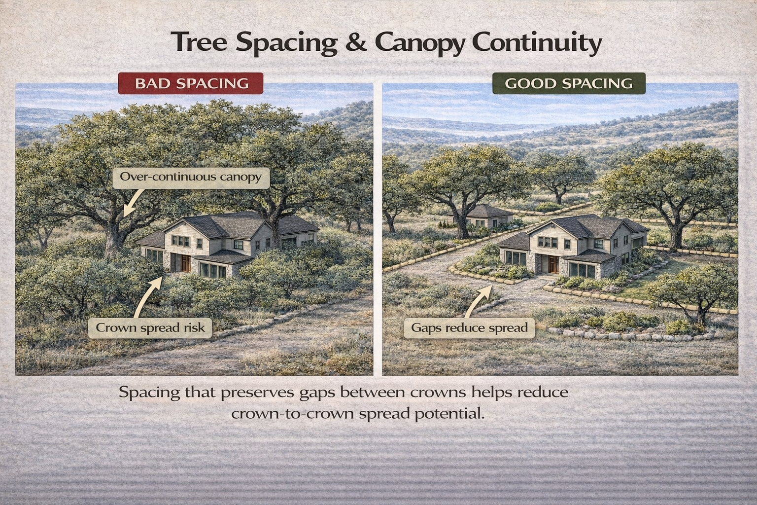 Tree spacing and canopy continuity diagram